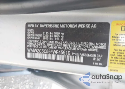 2015 Mini Countryman Cooper S из США, поврежденный, VIN WMWZC5C56FWP45910